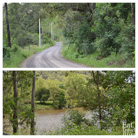 The dirt road winds its way through the valley, following the Macdonald River