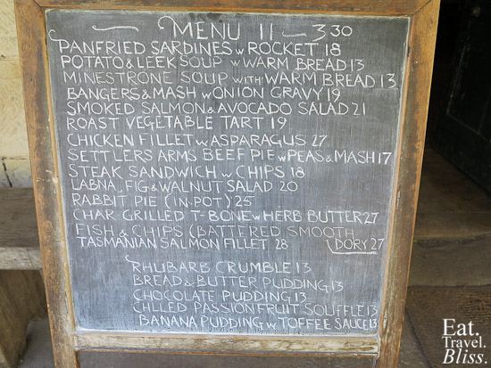 St Albans - menu